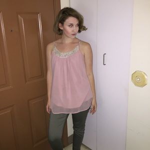 Blush Pink Beaded Blouse